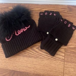 Kate Spade meow hat & gloves